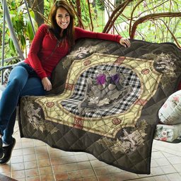 Scottish Scott Black & White Ancient Clan Scottish Plaid Tartan Quilt - Crystal Thistle Shield Scottish Plaid Tartan Plaid - ScotsTee - scotstee.com