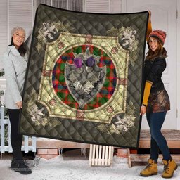 Scottish Nithsdale District Clan Scottish Plaid Tartan Quilt - Crystal Thistle Shield Scottish Plaid Tartan Plaid - ScotsTee - scotstee.com