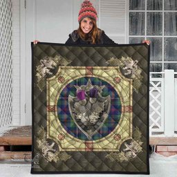 Scottish Wood Modern Clan Scottish Plaid Tartan Quilt - Crystal Thistle Shield Scottish Plaid Tartan Plaid - ScotsTee - scotstee.com