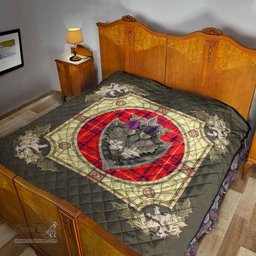 Scottish Rose Modern Clan Scottish Plaid Tartan Quilt - Crystal Thistle Shield Scottish Plaid Tartan Plaid - ScotsTee - scotstee.com