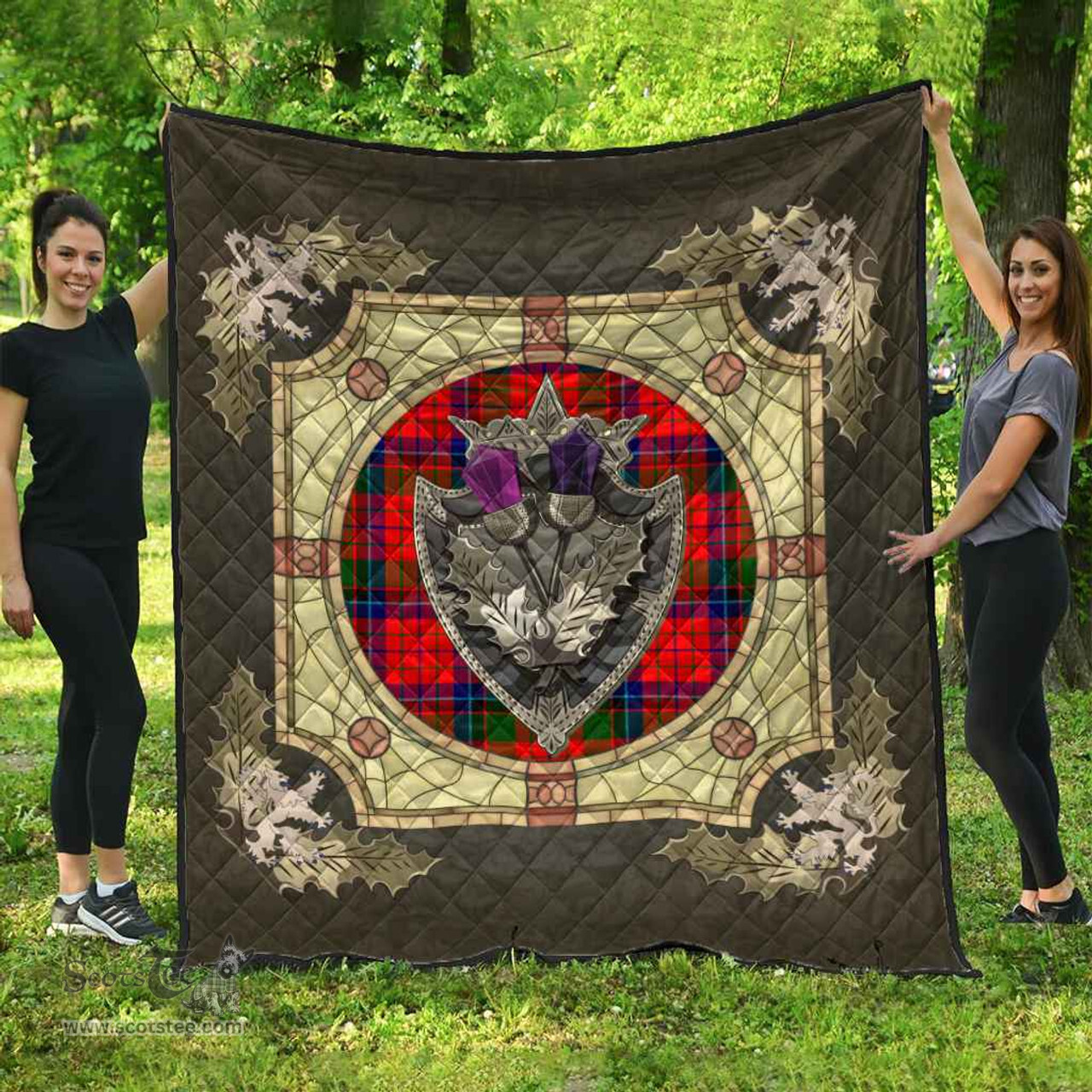 Scottish Nicolson Modern Clan Scottish Plaid Tartan Quilt - Crystal Thistle Shield Scottish Plaid Tartan Plaid - ScotsTee - scotstee.com