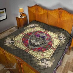 Scottish Shaw Red Modern Clan Scottish Plaid Tartan Quilt - Crystal Thistle Shield Scottish Plaid Tartan Plaid - ScotsTee - scotstee.com