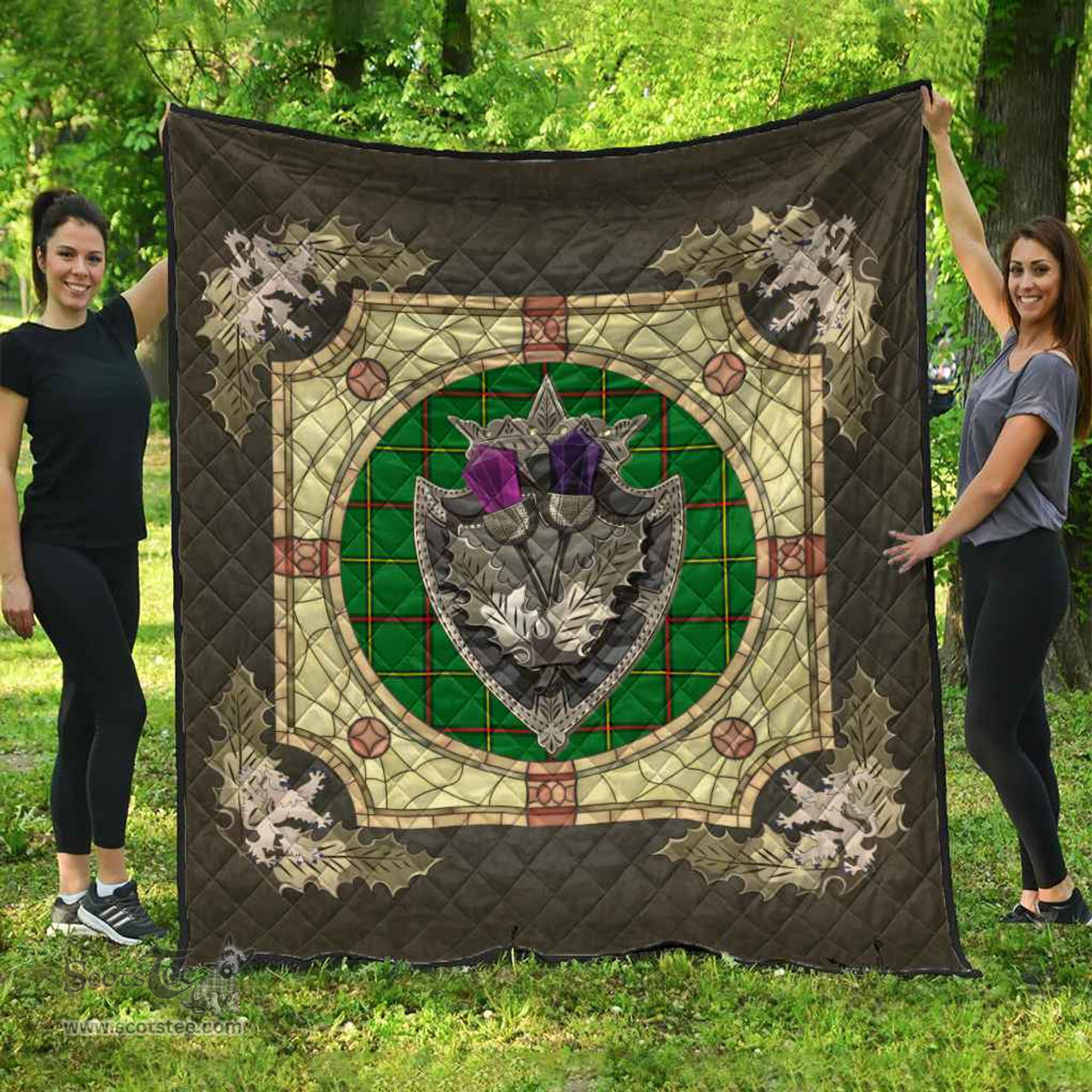 Scottish Tribe of Mar Clan Scottish Plaid Tartan Quilt - Crystal Thistle Shield Scottish Plaid Tartan Plaid - ScotsTee - scotstee.com
