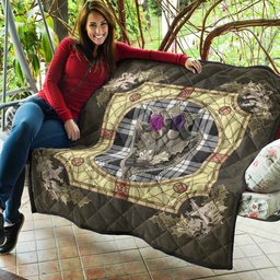 Scottish MacFarlane Black & White Ancient Clan Scottish Plaid Tartan Quilt - Crystal Thistle Shield Scottish Plaid Tartan Plaid - ScotsTee - scotstee.com