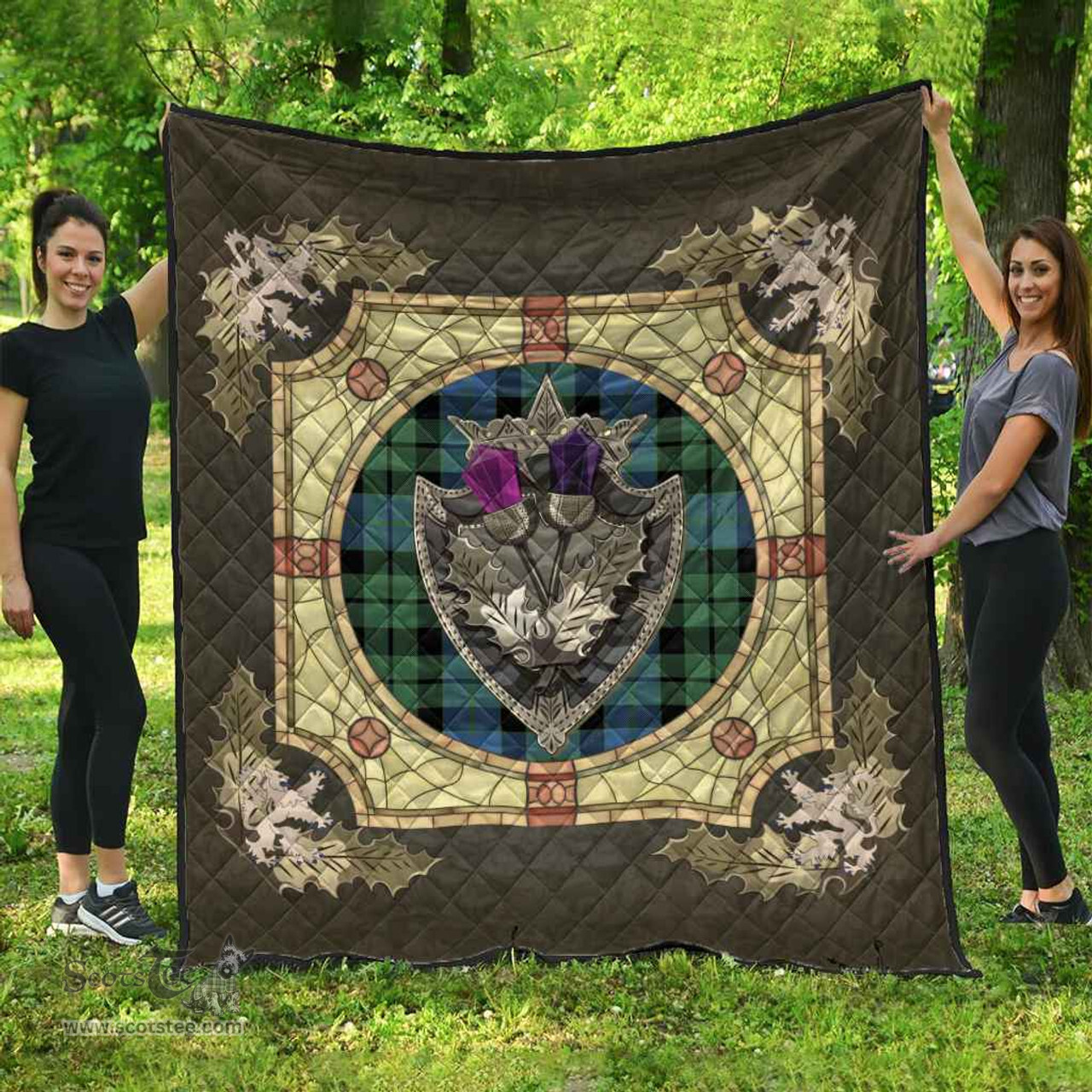 Scottish MacKay Ancient Clan Scottish Plaid Tartan Quilt - Crystal Thistle Shield Scottish Plaid Tartan Plaid - ScotsTee - scotstee.com