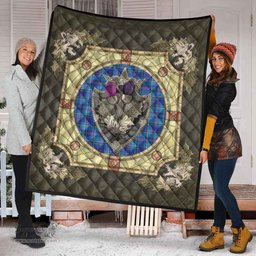 Scottish Mercer Modern Clan Scottish Plaid Tartan Quilt - Crystal Thistle Shield Scottish Plaid Tartan Plaid - ScotsTee - scotstee.com