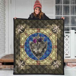 Scottish Mercer Modern Clan Scottish Plaid Tartan Quilt - Crystal Thistle Shield Scottish Plaid Tartan Plaid - ScotsTee - scotstee.com