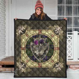 Scottish MacMillan Hunting Modern Clan Scottish Plaid Tartan Quilt - Crystal Thistle Shield Scottish Plaid Tartan Plaid - ScotsTee - scotstee.com