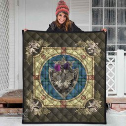 Scottish Matheson Hunting Ancient Clan Scottish Plaid Tartan Quilt - Crystal Thistle Shield Scottish Plaid Tartan Plaid - ScotsTee - scotstee.com