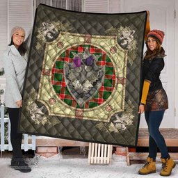 Scottish Pollock Modern Clan Scottish Plaid Tartan Quilt - Crystal Thistle Shield Scottish Plaid Tartan Plaid - ScotsTee - scotstee.com