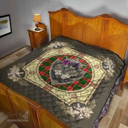 Scottish Pollock Modern Clan Scottish Plaid Tartan Quilt - Crystal Thistle Shield Scottish Plaid Tartan Plaid - ScotsTee - scotstee.com