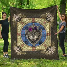 Scottish MacKay Blue Clan Scottish Plaid Tartan Quilt - Crystal Thistle Shield Scottish Plaid Tartan Plaid - ScotsTee - scotstee.com