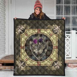 Scottish Stewart Old Weathered Clan Scottish Plaid Tartan Quilt - Crystal Thistle Shield Scottish Plaid Tartan Plaid - ScotsTee - scotstee.com