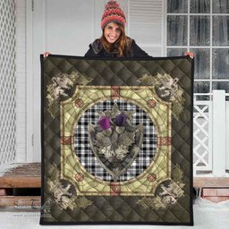 Scottish Scott Black & White Modern Clan Scottish Plaid Tartan Quilt - Crystal Thistle Shield Scottish Plaid Tartan Plaid - ScotsTee - scotstee.com