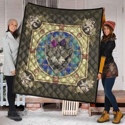 Scottish US Marine Clan Scottish Plaid Tartan Quilt - Crystal Thistle Shield Scottish Plaid Tartan Plaid - ScotsTee - scotstee.com