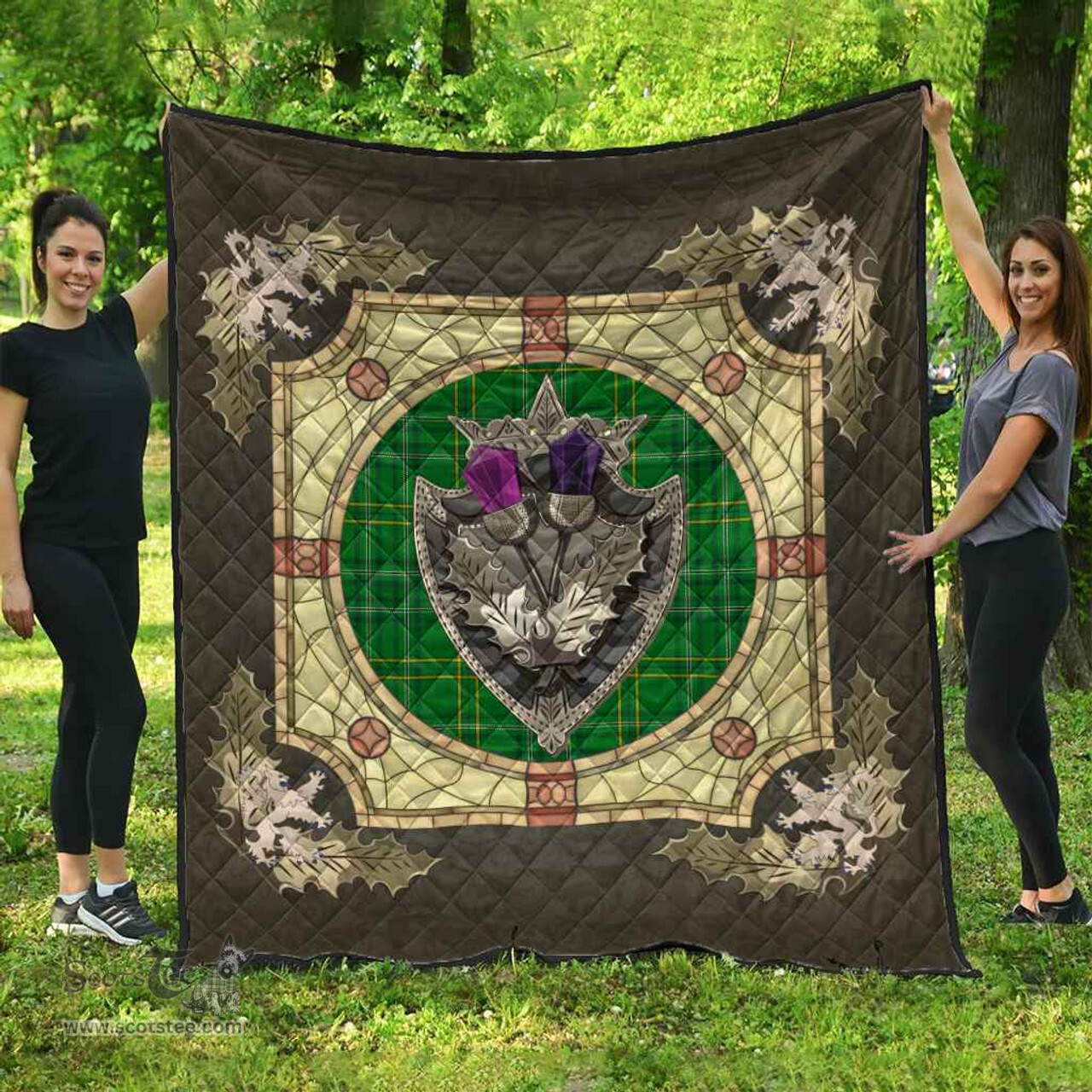 Scottish Wexford County Clan Scottish Plaid Tartan Quilt - Crystal Thistle Shield Scottish Plaid Tartan Plaid - ScotsTee - scotstee.com