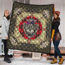 Scottish MacGillivray Modern Clan Scottish Plaid Tartan Quilt - Crystal Thistle Shield Scottish Plaid Tartan Plaid - ScotsTee - scotstee.com