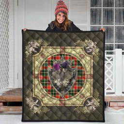 Scottish MacLachlan Hunting Modern Clan Scottish Plaid Tartan Quilt - Crystal Thistle Shield Scottish Plaid Tartan Plaid - ScotsTee - scotstee.com