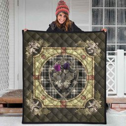Scottish Menzies Black & White Ancient Clan Scottish Plaid Tartan Quilt - Crystal Thistle Shield Scottish Plaid Tartan Plaid - ScotsTee - scotstee.com