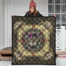 Scottish Shaw Green Modern Clan Scottish Plaid Tartan Quilt - Crystal Thistle Shield Scottish Plaid Tartan Plaid - ScotsTee - scotstee.com