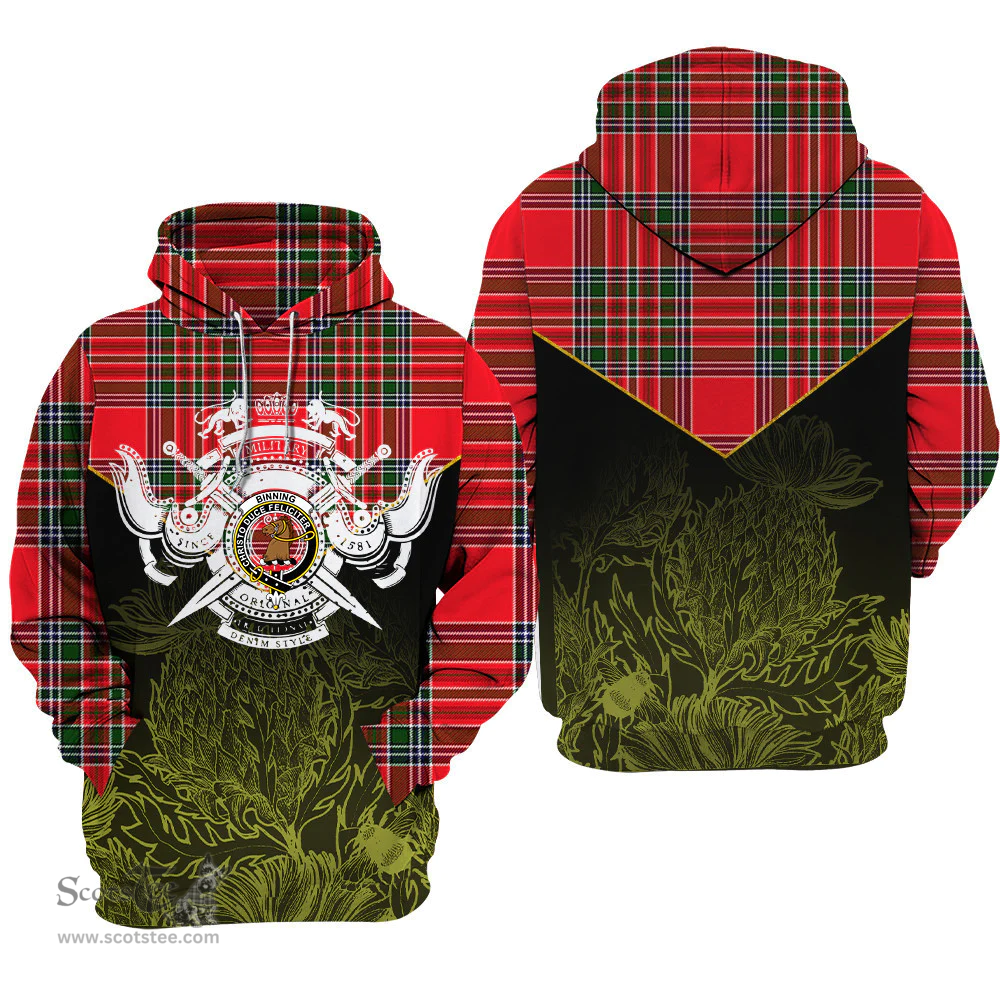 Binning Clan Tartan Hoodie - Scottish Thistle Style