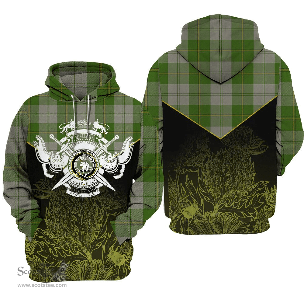 Cunningham Dress Green Dancers Clan Tartan Hoodie - Scottish Thistle Style