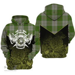 Cunningham Dress Green Dancers Clan Tartan Hoodie - Scottish Thistle Style