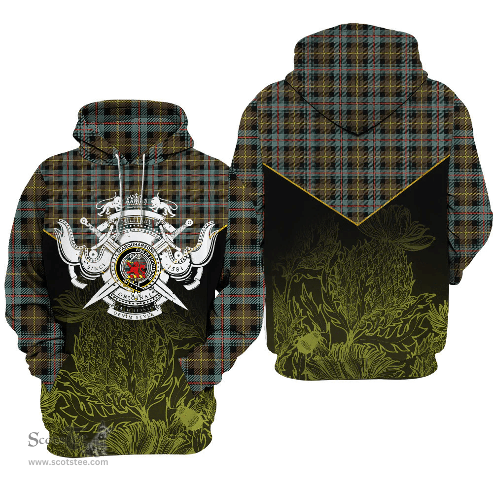Farquharson Weathered Clan Tartan Hoodie - Scottish Thistle Style