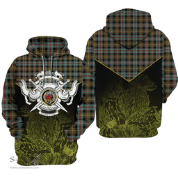 Farquharson Weathered Clan Tartan Hoodie - Scottish Thistle Style