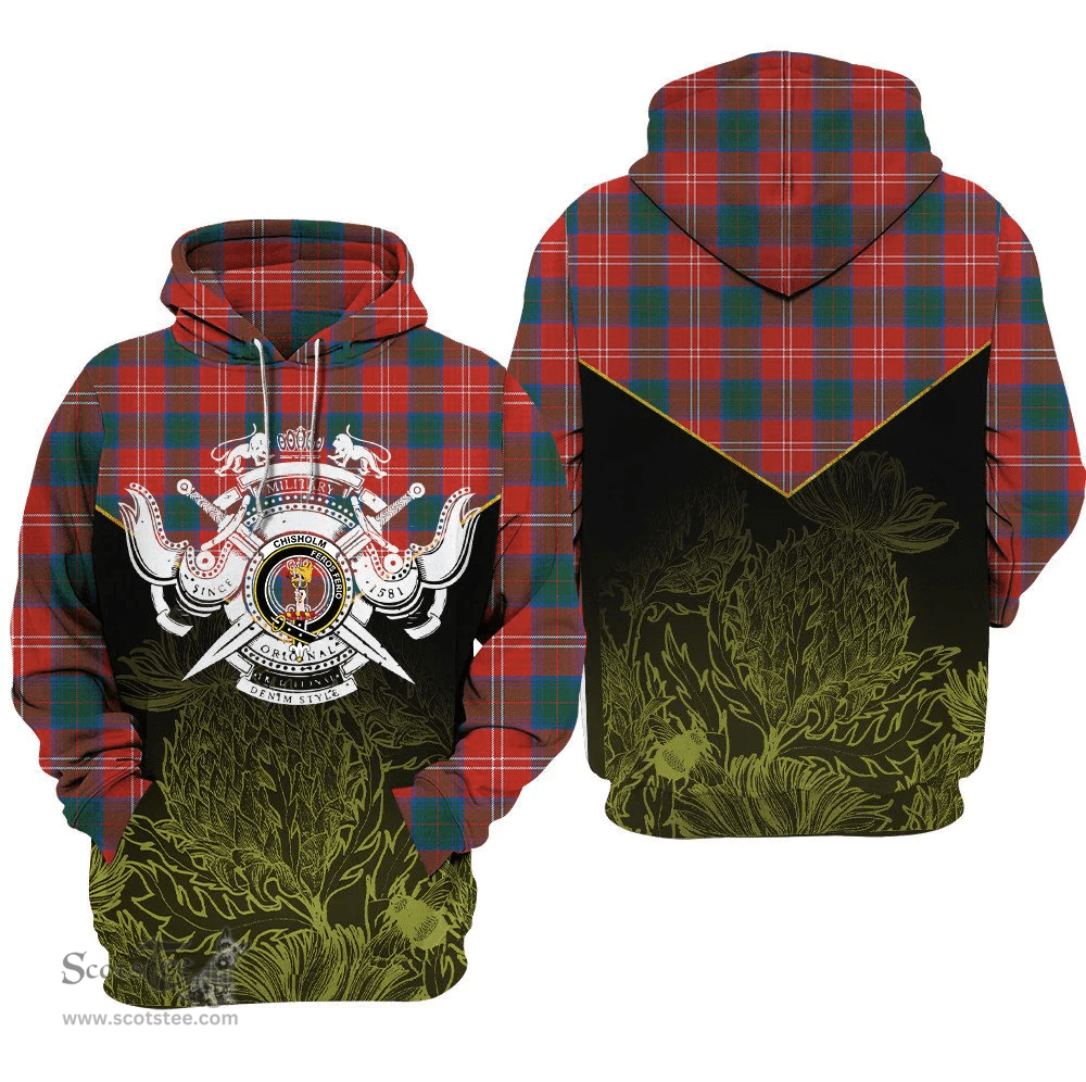 Chisholm Ancient Clan Tartan Hoodie - Scottish Thistle Style