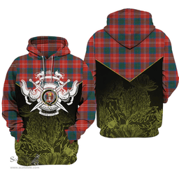 Chisholm Ancient Clan Tartan Hoodie - Scottish Thistle Style