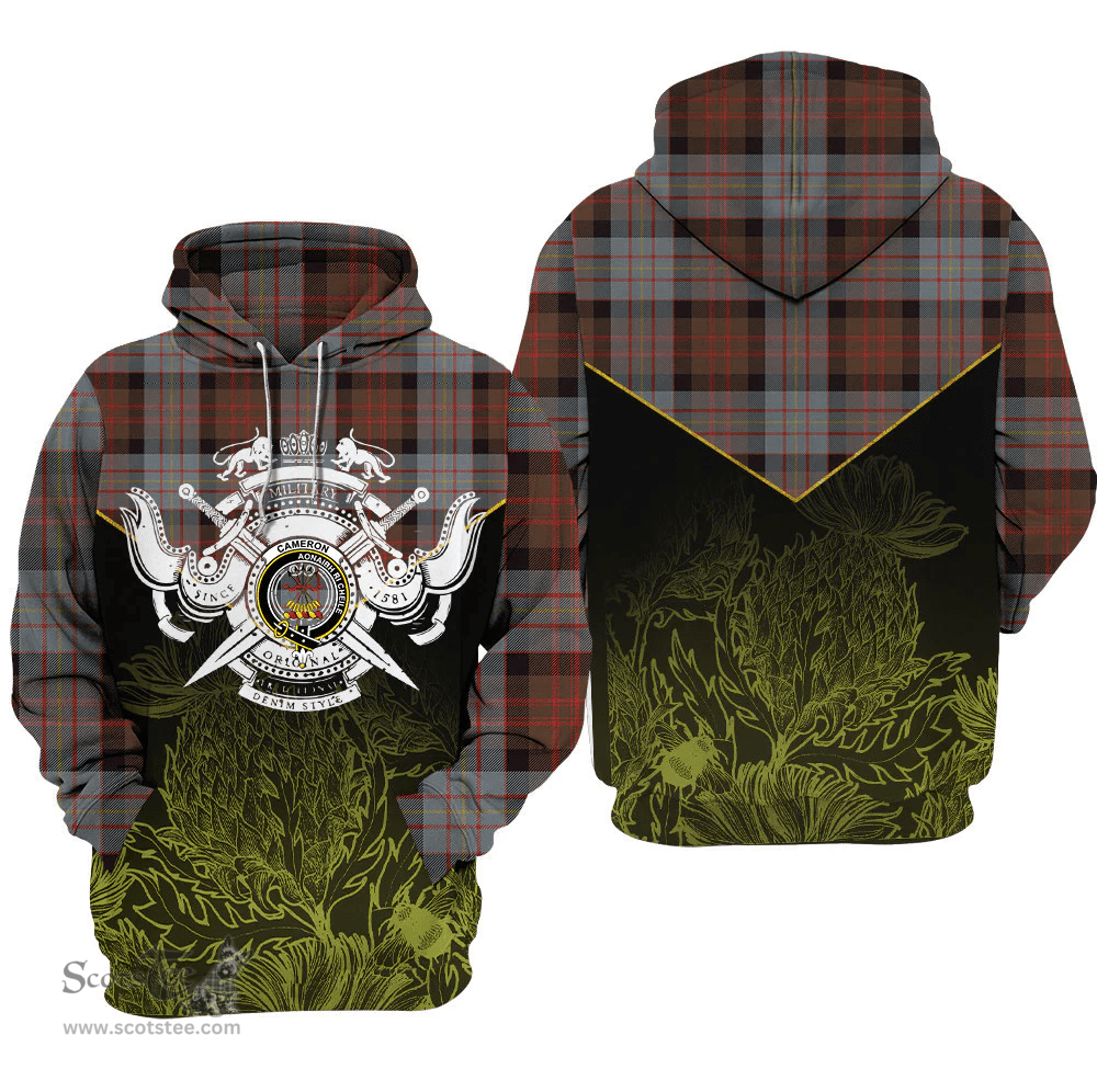 Cameron Of Erracht Weathered Clan Tartan Hoodie - Scottish Thistle Style