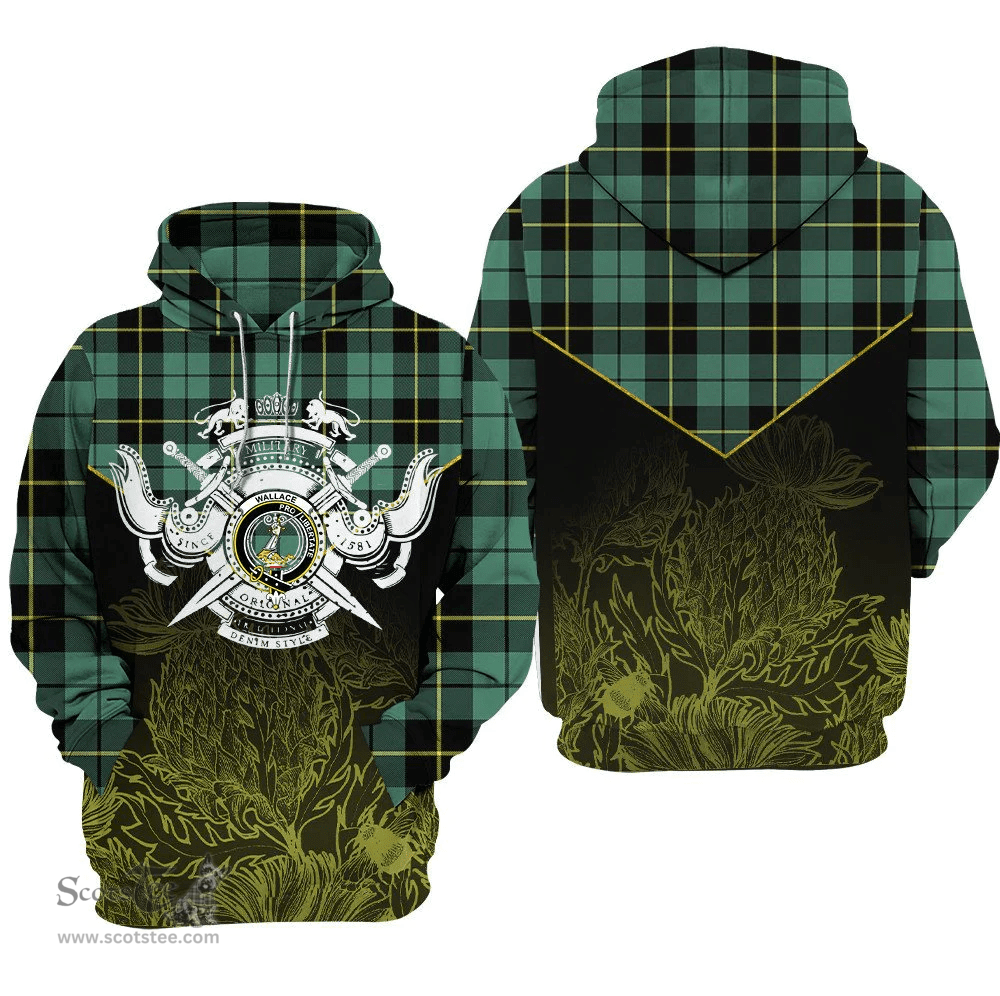 Wallace Hunting Ancient Clan Tartan Hoodie - Scottish Thistle Style
