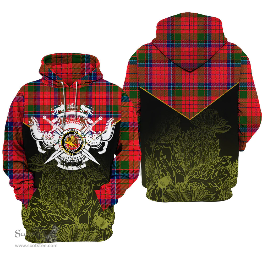 Nicolson Modern Clan Tartan Hoodie - Scottish Thistle Style