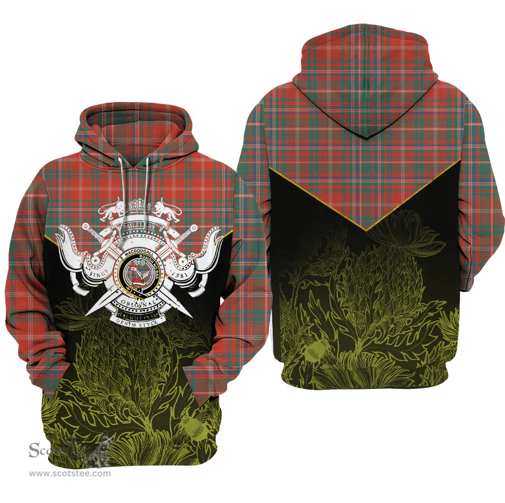 MacDougall Ancient Clan Tartan Hoodie - Scottish Thistle Style