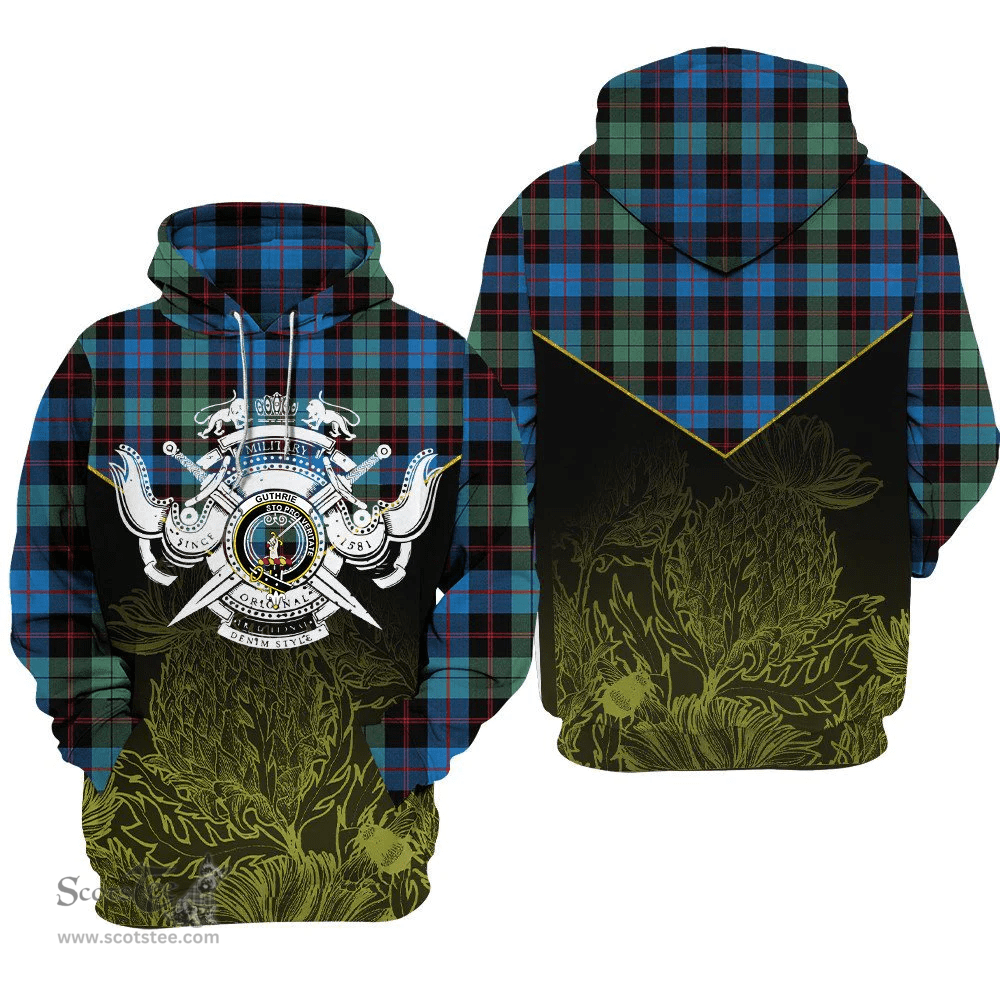 Guthrie Ancient Clan Tartan Hoodie - Scottish Thistle Style