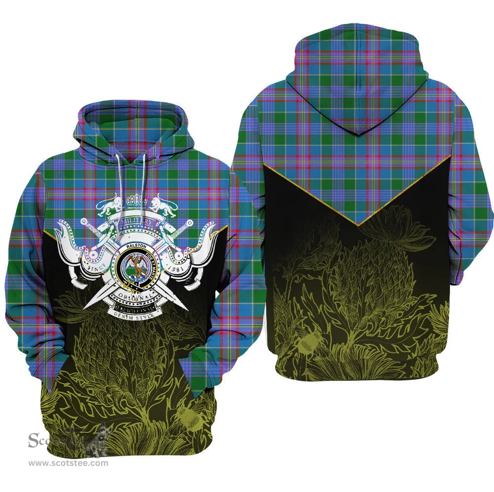 Ralston Clan Tartan Hoodie - Scottish Thistle Style