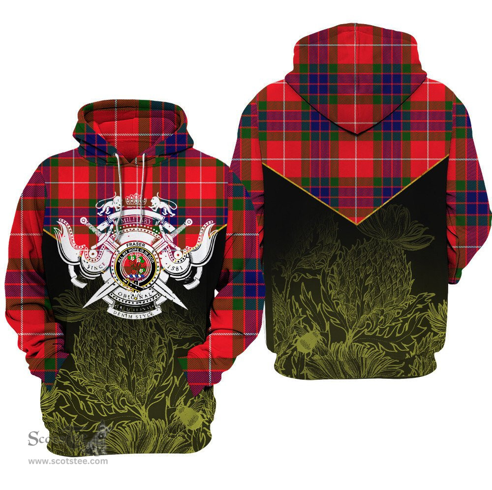 Fraser Modern Clan Tartan Hoodie - Scottish Thistle Style