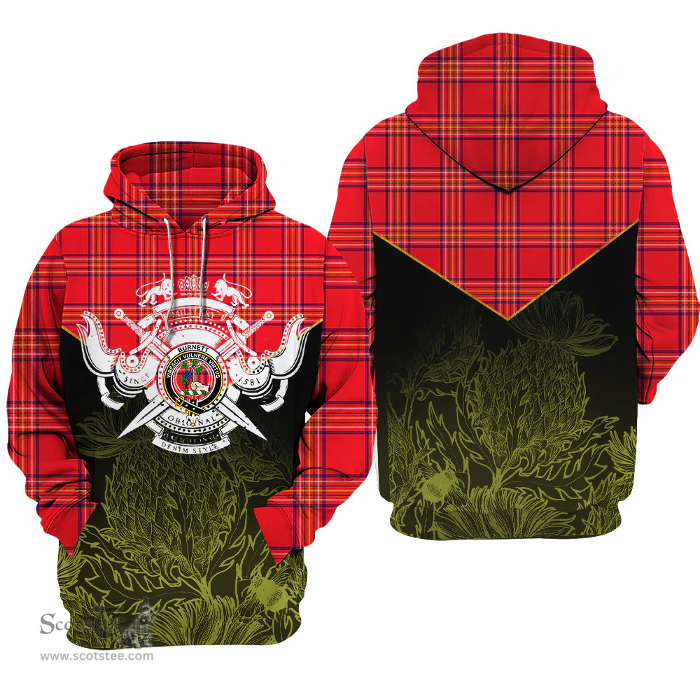 Burnett Modern Clan Tartan Hoodie - Scottish Thistle Style