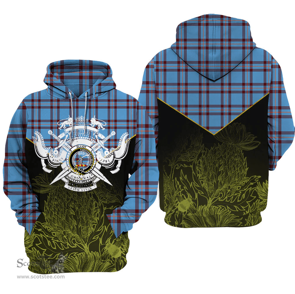 Elliot Ancient Clan Tartan Hoodie - Scottish Thistle Style