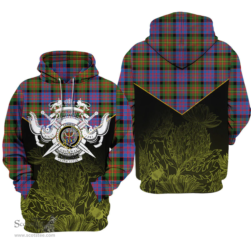 Carnegie Ancient Clan Tartan Hoodie - Scottish Thistle Style