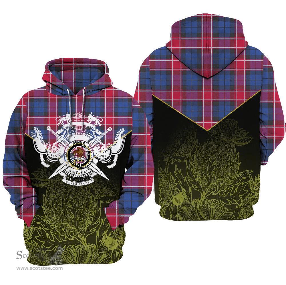Graham Of Menteith Red Clan Tartan Hoodie - Scottish Thistle Style