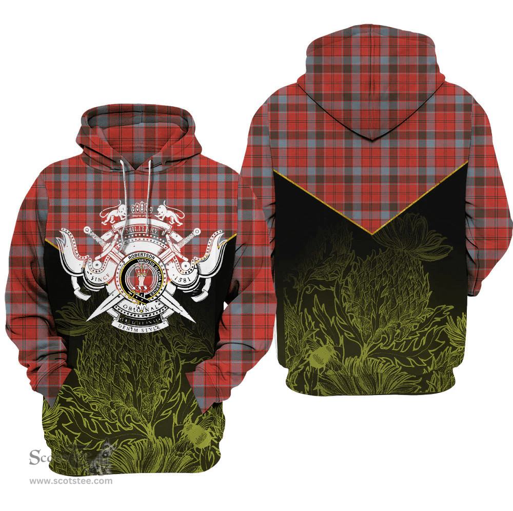 Robertson Weathered Clan Tartan Hoodie - Scottish Thistle Style
