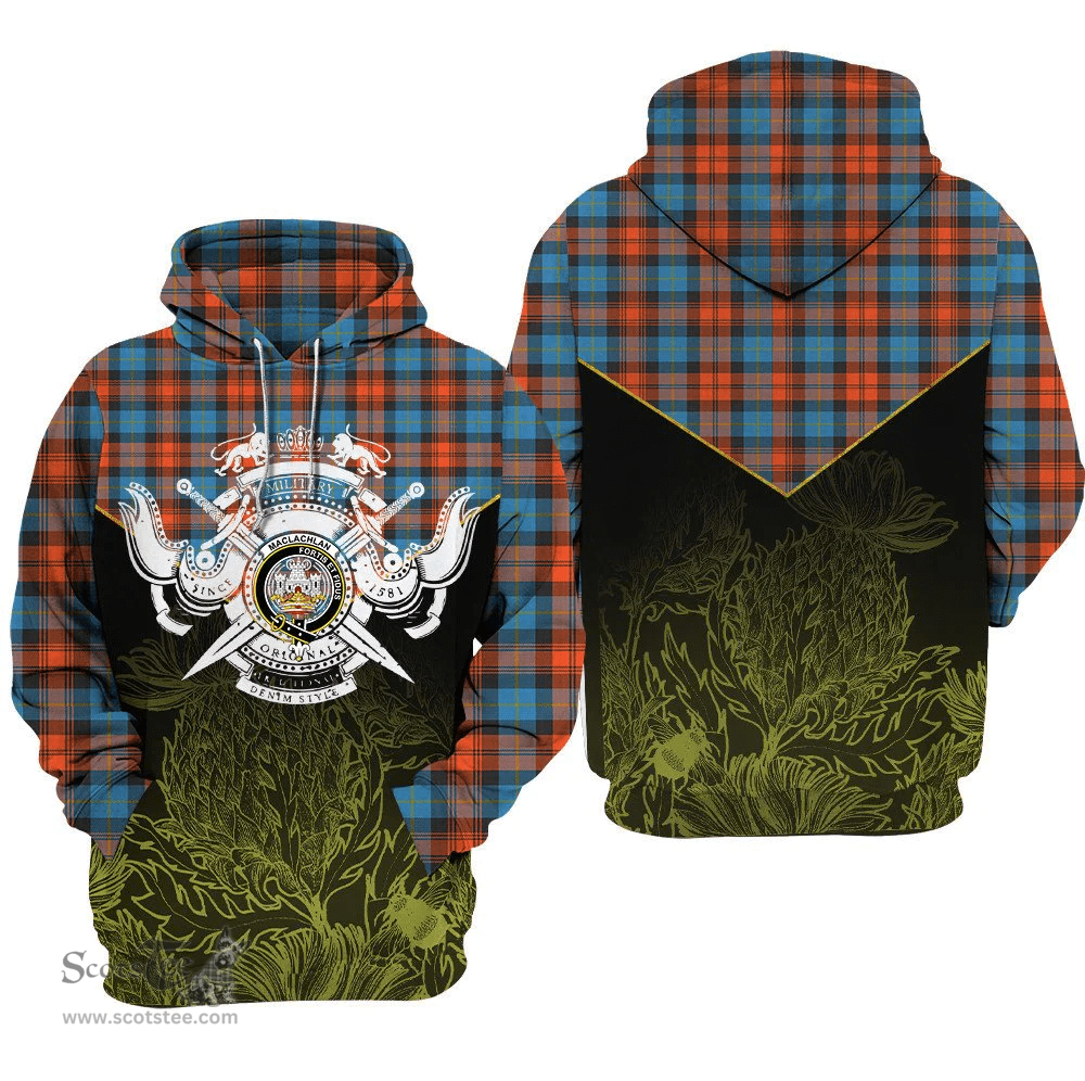 MacLachlan Ancient Clan Tartan Hoodie - Scottish Thistle Style
