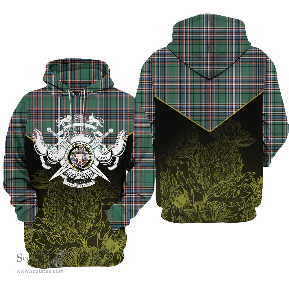 MacFarlane Hunting Ancient Clan Tartan Hoodie - Scottish Thistle Style