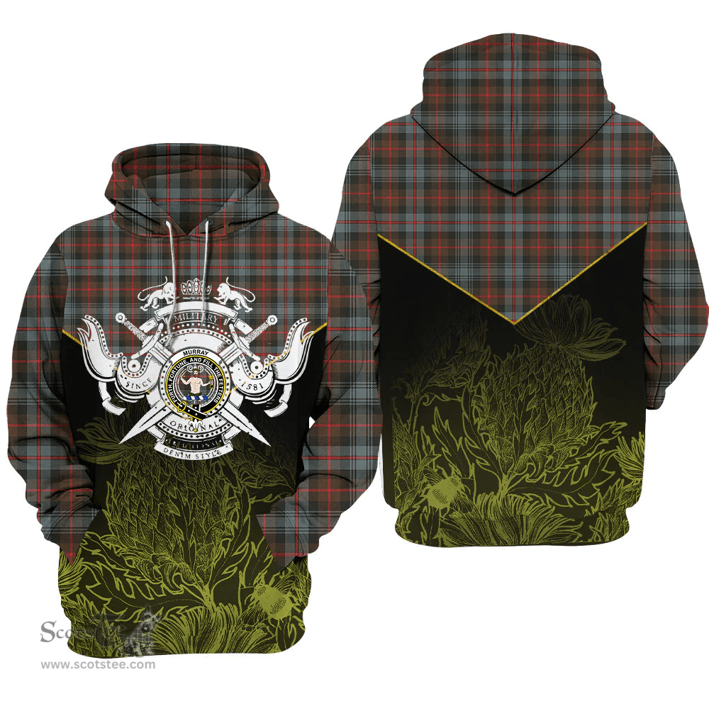 Murray Of Atholl Weathered Clan Tartan Hoodie - Scottish Thistle Style