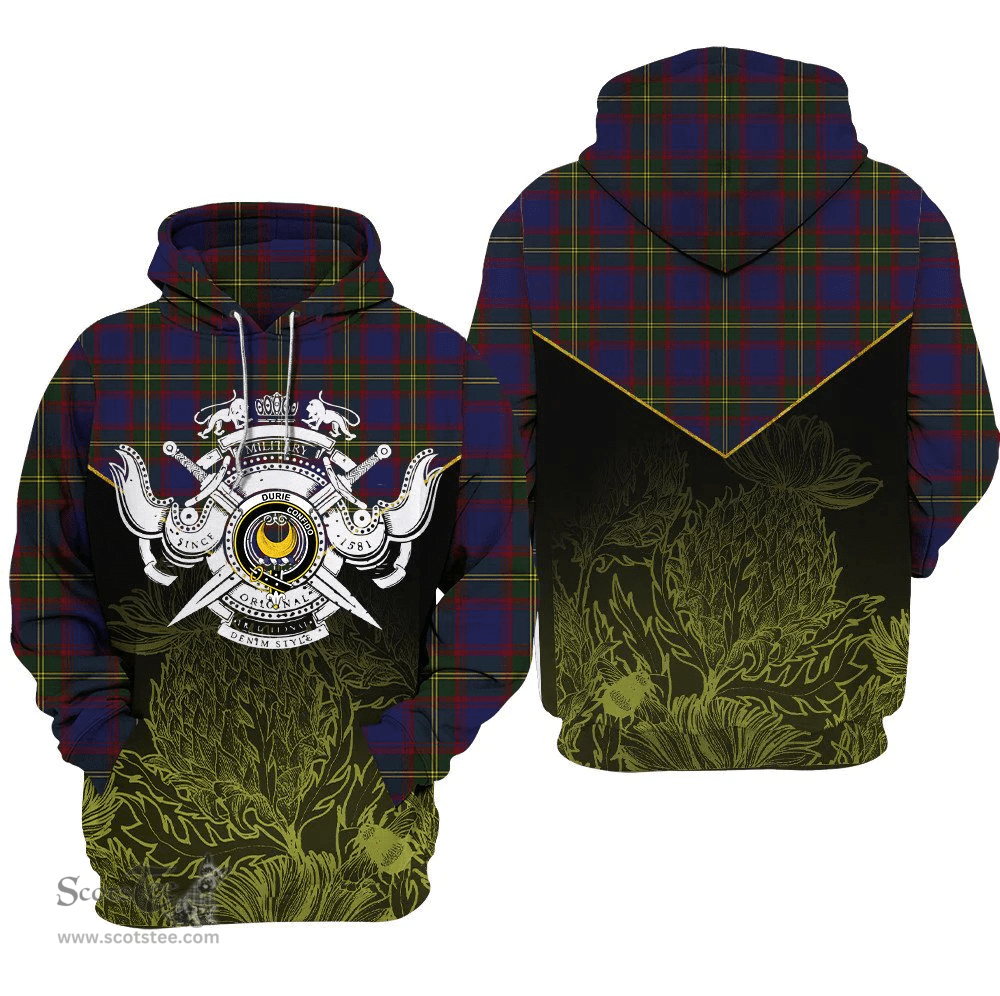 Durie Clan Tartan Hoodie - Scottish Thistle Style