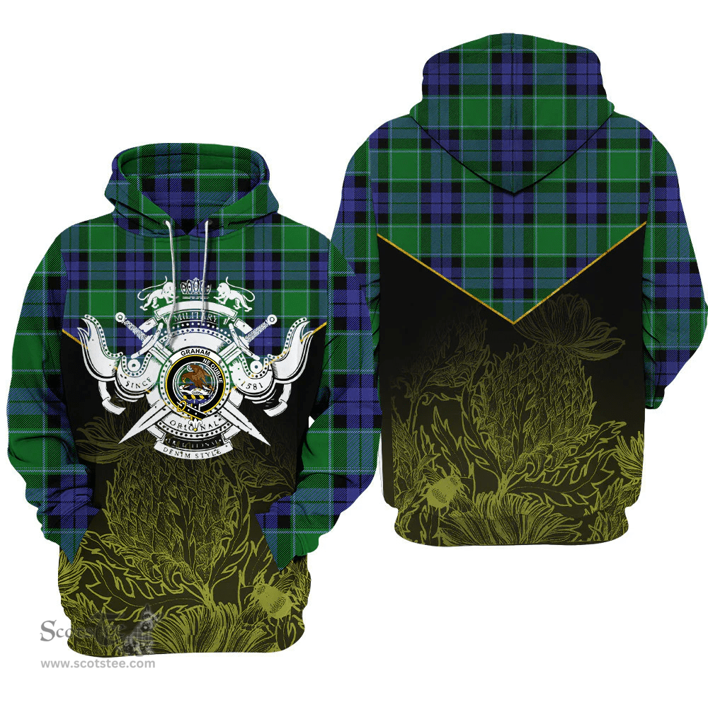 Graham Of Menteith Modern Clan Tartan Hoodie - Scottish Thistle Style