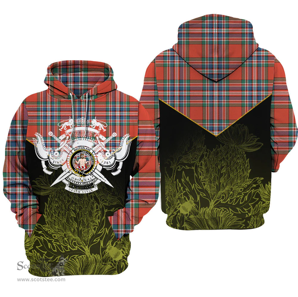 MacFarlane Ancient Clan Tartan Hoodie - Scottish Thistle Style
