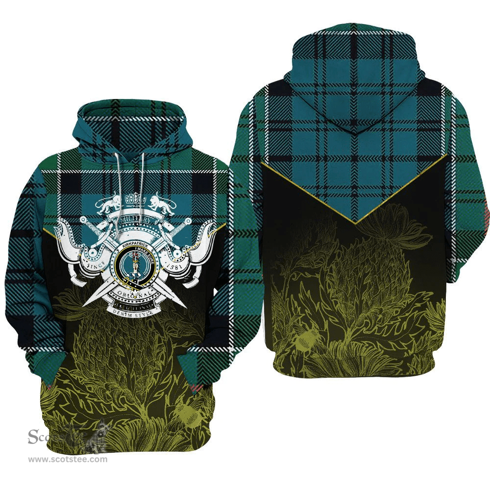 Kirkpatrick Clan Tartan Hoodie - Scottish Thistle Style